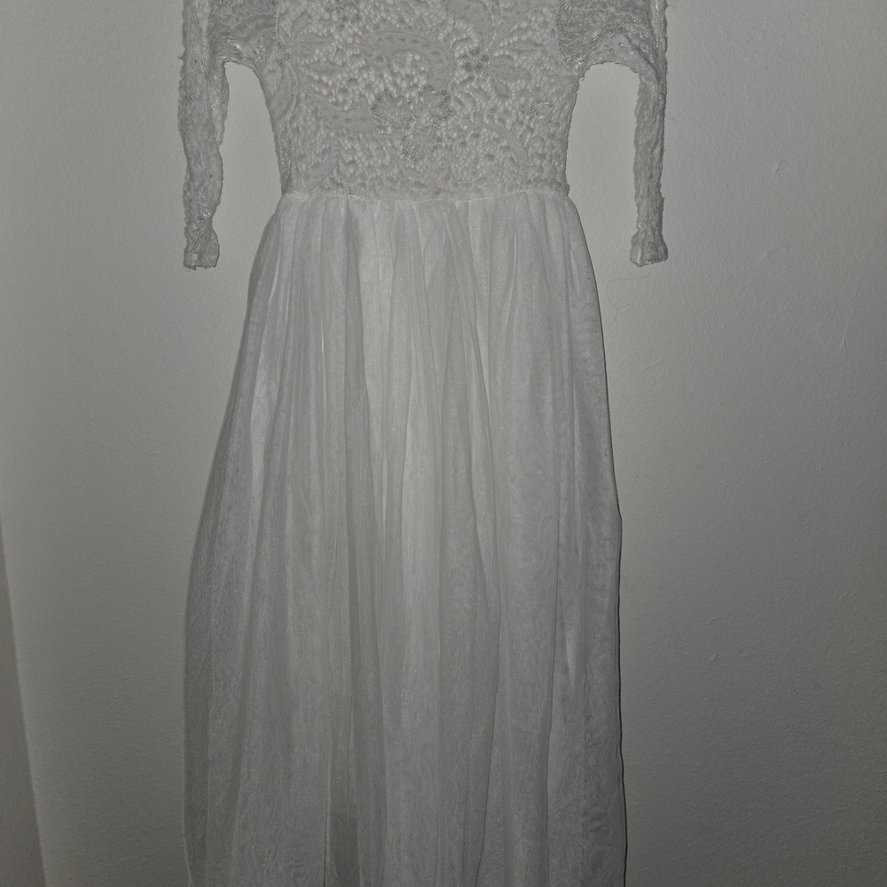 Elegant White Lace Kids Formal Dress